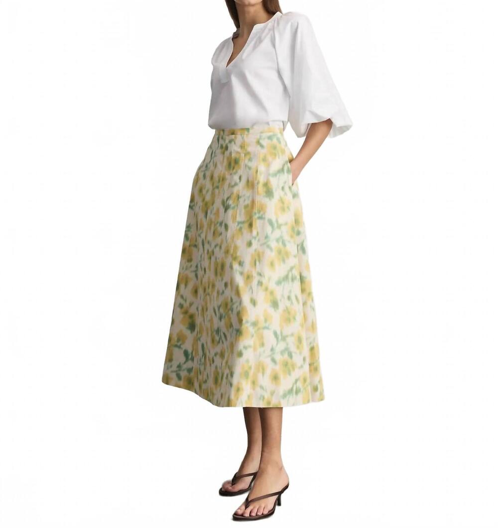 NEW TANYA TAYLOR tavia midi skirt in butter multi
